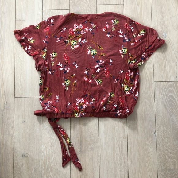 June & Hudson Nordstrom Floral Faux Wrap Top in Rosewood Size M - Picture 11 of 12